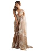 Women's Jimmychoo Embroidery Work Saree With Unstitched Blouse Piece