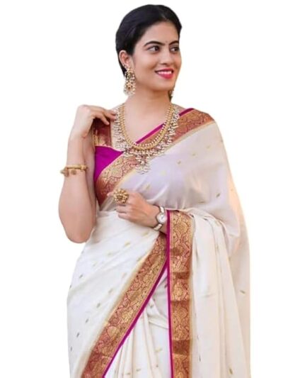 Flosive Ayn Women's Present Banarasi Soft Lichi Silk Saree Beautiful Jacquard Rich Pallu Design