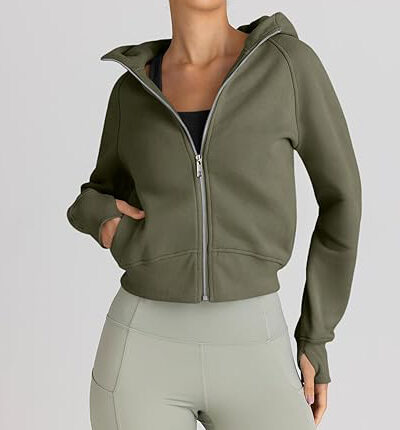 Womens Zip Up Hoodies Jackets Cropped Sweatshirts Fleece Fall Outfits Casual Comfy Y2k Tops Winter C