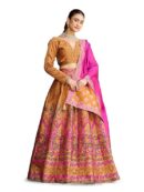 PURVAJA Women's Kanjiwaram Semi-Stitched Lehenga choli
