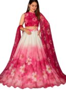 Dripfoundry Women's Floral Ombre Lehenga Choli Set for Girls Digital Printed Organza Semi-Stitch