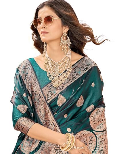 Women's Pure Kanjivaram Silk Saree Banarasi Silk Wedding Sarees for Women with Blouse Piece