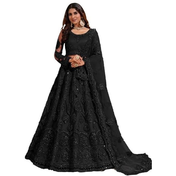 ZAALIMA FASHION Women's Semi Stitched satin blend Lehenga Choli with Embroidered Pattern Unstitc