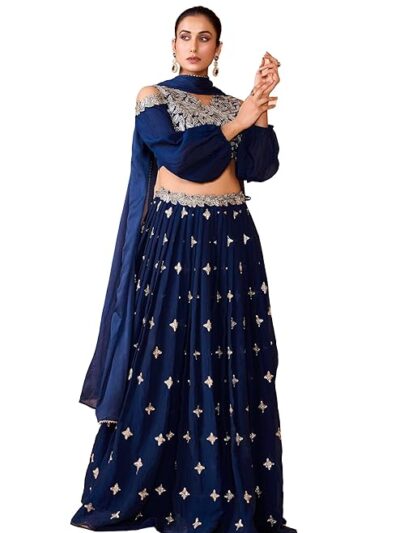 madhuram textiles womens' Lehenga And Choli Cassata Silk With Embroidery Work Set(M-2527 Mor Pic