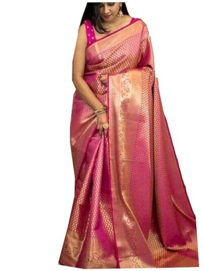 Women's Kanjivaram Soft Silk Saree With Blouse Piece