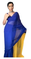 Women's Georgette Plain Ready To Wear one Minute Saree With Unstitched Blouse Piece