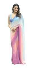 Sidhidata Women's Printed Pure Georgette Saree With Unstitched Blouse Piece