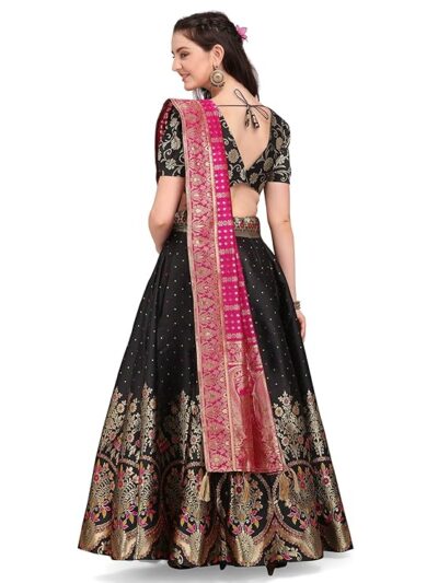 PURVAJA Women's Jacquard Semi-Stitched Lehenga choli