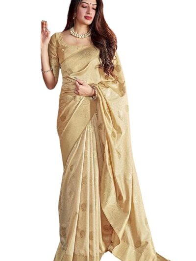 Open image in full screen Women's Kanjivaram Pure Soft Silk Saree For Women Pure Golden Zari Wit