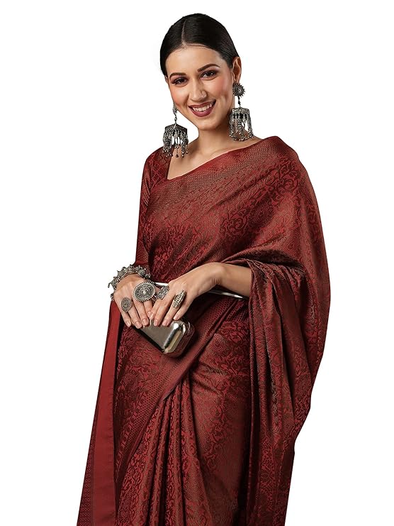 Women's Woven Design Zari Work Banarasi Silk Saree With Unstitched Blouse Piece - Image 2