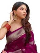 C J Enterprise Women's Kanjivaram Art Silk Saree Soft Banarasi Style Sari With Blouse Piece For