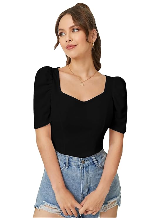 Visit the Dream Beauty Fashion Store Dream Beauty Fashion Women's Sweet Heart Neck Balloon/Puff