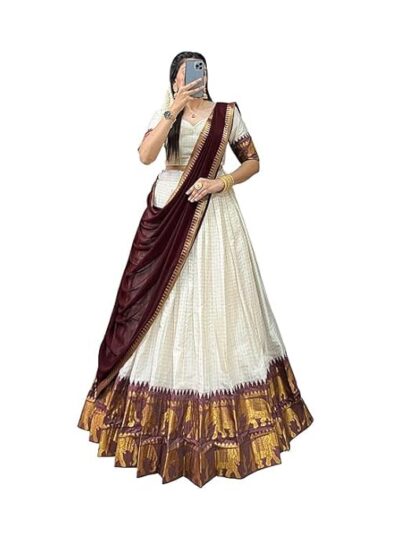 ZITON Women's Indian Traditional Kanjivaram Silk Pure Weaving Lehenga Choli Along With Dupatta A