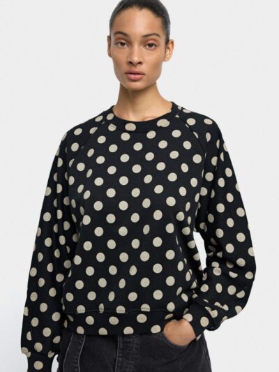 Sweatshirt with Polka Dots – Black