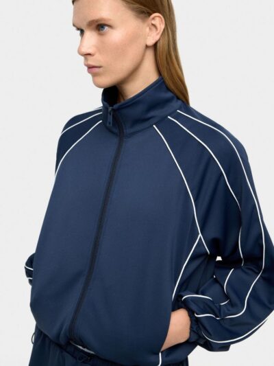 Padel Jacket with Contrast Piping – Navy