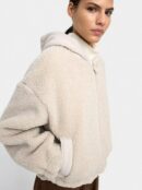Sherpa-Effect Coat with Hood – Gray