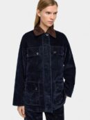 Denim Jacket with Velvet Effect – Navy