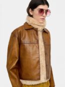 Leather Jacket with Topstitching – Cinnamon