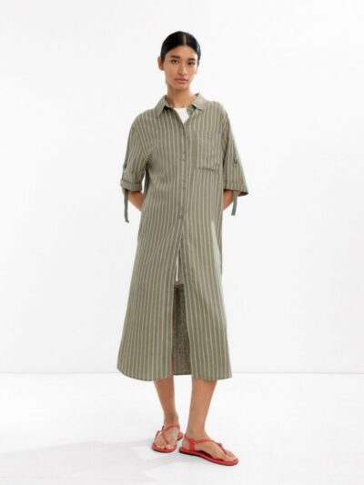 Striped Shirtdress – Linen Blend – Green