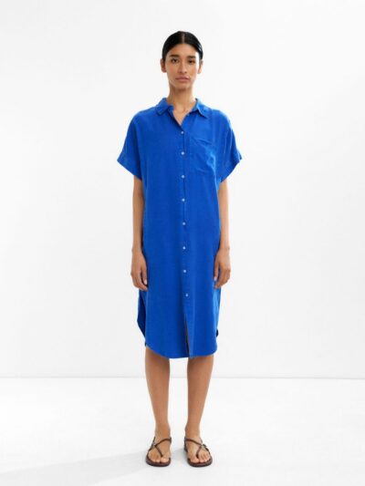 100% Lyocell Shirt Dress – Blue