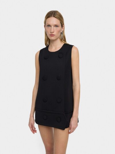 Short Dress with Buttons – Black
