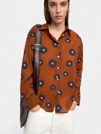 Brown Circle Print Shirt