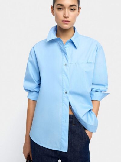 Blue Long-Sleeve Shirt in 100 Percent Cotton