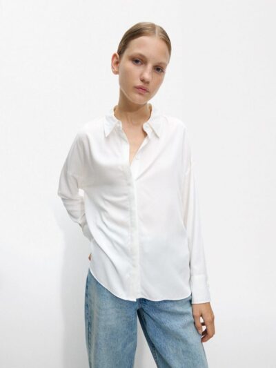 Long-Sleeve White Shirt with Structured Cuffs
