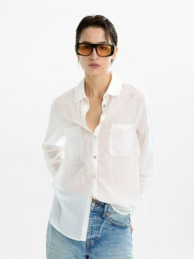 Sheer Cotton Shirt with Airy Finish in Shirts