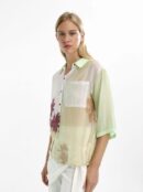 Tropical Sheer Shirt with Palm Motif