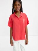 Relaxed Short-Sleeve Shirt in Coral Hue