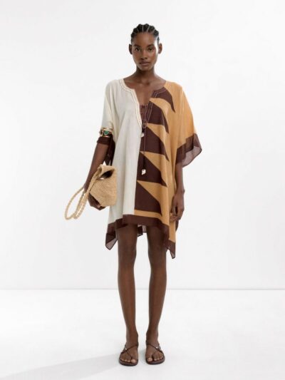 Expressive Printed Cotton Kaftan with Relaxed Flow