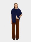 Knit Poncho with Buckles – Navy