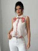 Women'S Sleeveless Casual Loose-Fit Digital Print Commuter
